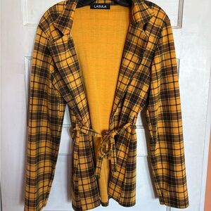 Women's Yellow Plaid Blazer